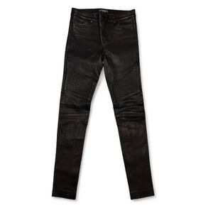 Vince black leather moto skinny pants size 4 buttery soft classic chic grunge